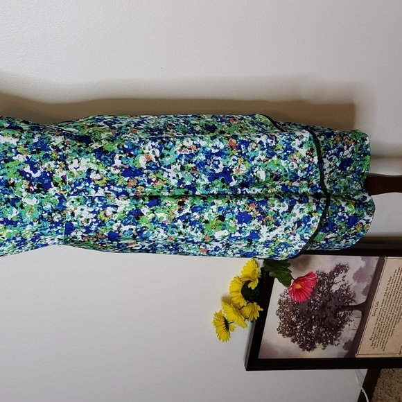 Ann Taylor High to Low A Line Dress Watercolor Casual Office Preppy Designer - Picture 14 of 15